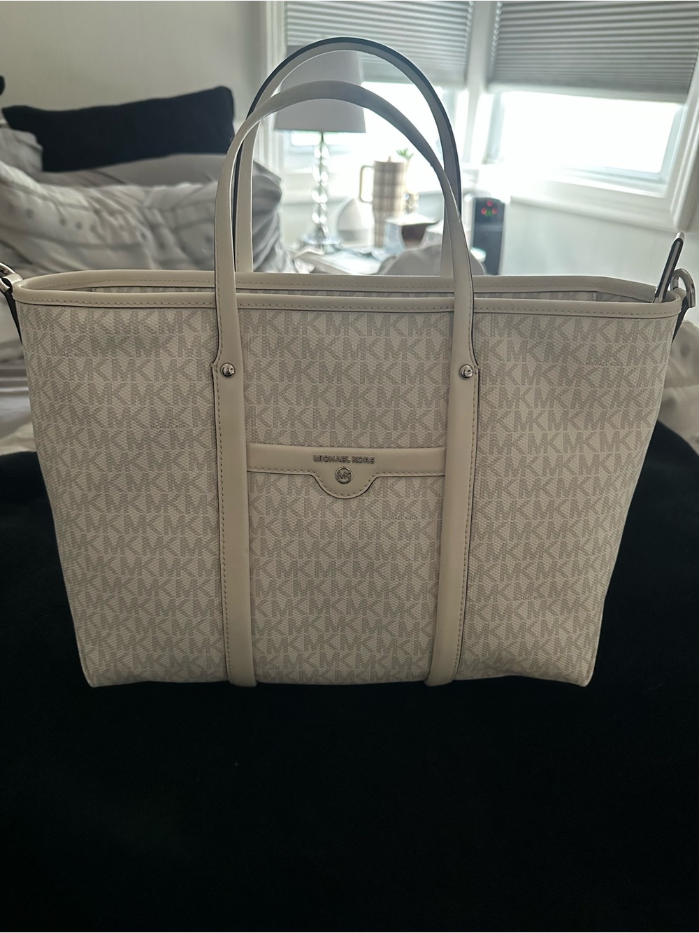 Michael Kors Ivory/Beige MK Logo Tote